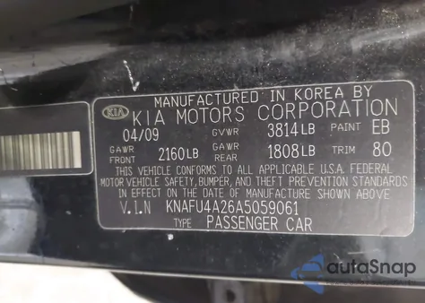 2010 Kia Forte Ex z USA, uszkodzony, nr VIN KNAFU4A26A5059061